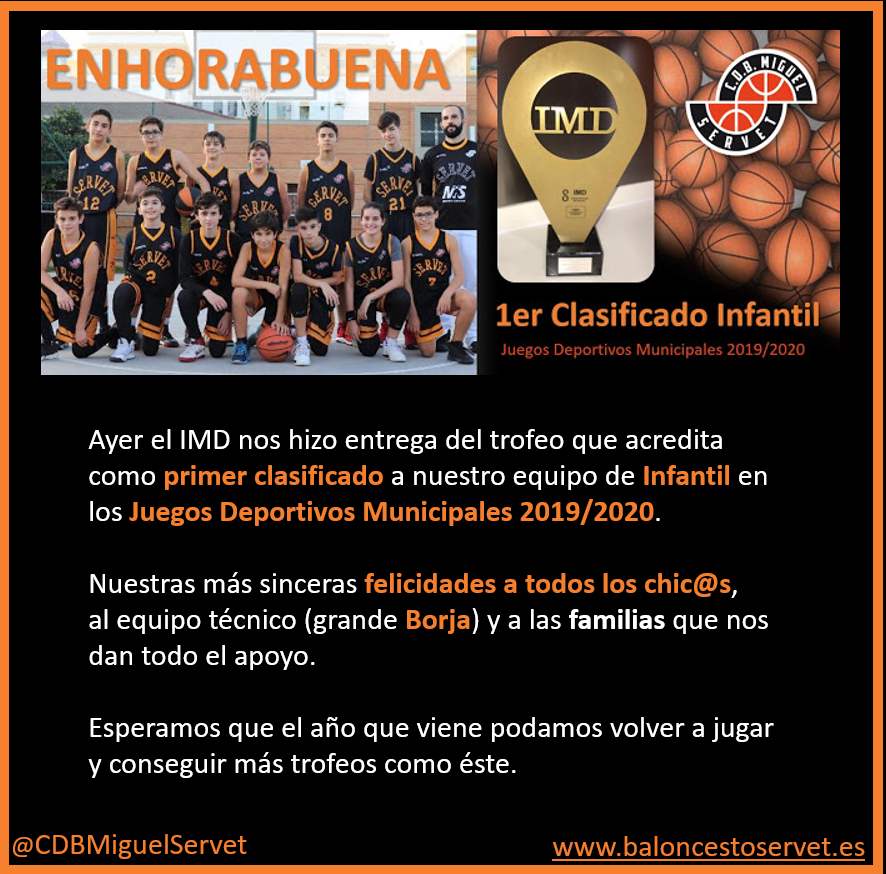 Enhorabuena al equipo de Infantil