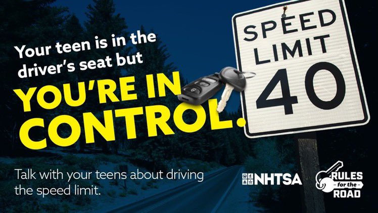 Your teen driver might think going fast is fun, but it’s illegal and unsafe. Establish a no speeding rule for them. #RulesForTheRoad #NoSpeeding #TeenDriverSafetyWeek