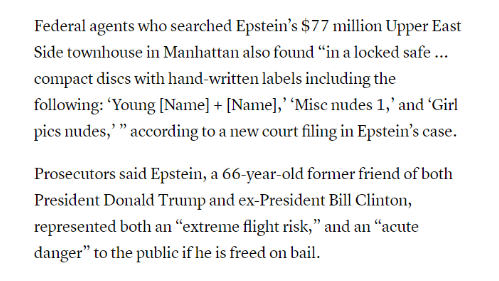 Remember those reports about Epstein being in possession of CDs/media in a locked safe?And the rumors of tapes? Maxwell admitted to recording massages at Epstein's home.