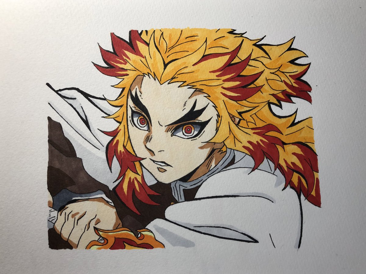 国内認定代理店 手描き イラスト 煉獄杏寿郎 妖狐九尾Ver. ファン