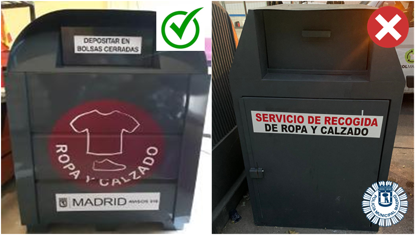 تويتر \ Policía Municipal Madrid على تويتر: "Cuando quieras #reciclar ropa vieja, fíjate en el contenedor que Los únicos contenedores permitidos los instalados por el @MADRID . #PMM #sostenibilidad