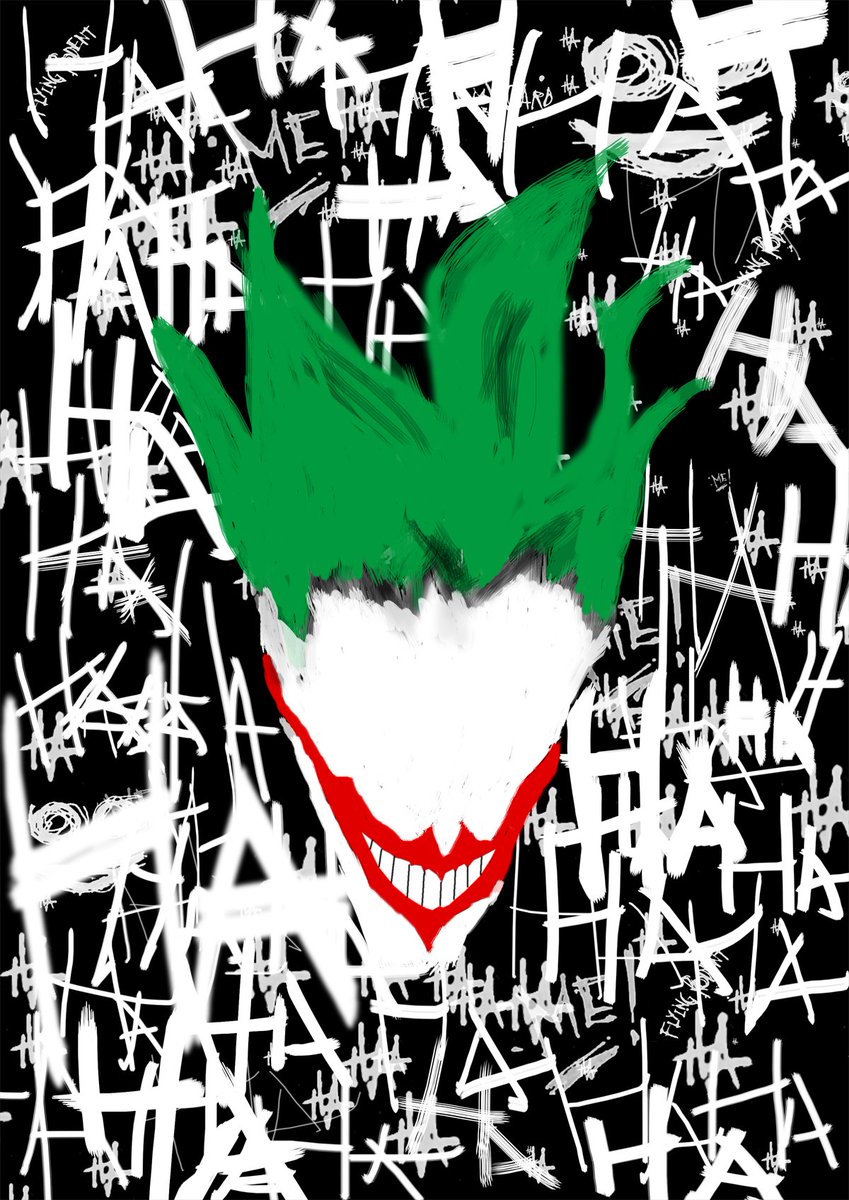 ElKisso's tweet photo. I once saw a Joker image with the Bat symbol for a smile and it always stuck with me. I tried recreating it and added the background. #ComicArt #posterdesign #DCfanart #digitaldrawing #digitalart #dccomics https://t.co/Vj8VEz1pOb