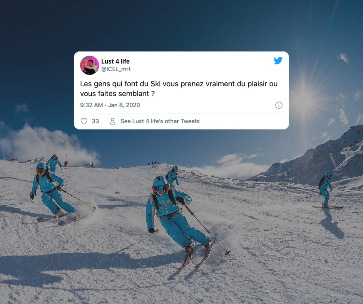 ESIski's tweet photo. On fait semblant... Tout le monde sait que le ski est un complot mondial anti-fun créer uniquement pour vendre de la raclette. #JeudiConfession https://t.co/Pm2NxIf4z0