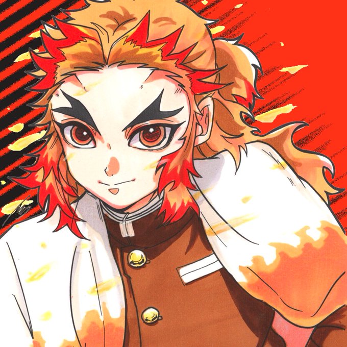 イツク︎︎︎︎︎︎さんがTwitterに投稿した煉獄杏寿郎(鬼滅の刃)のイラスト。