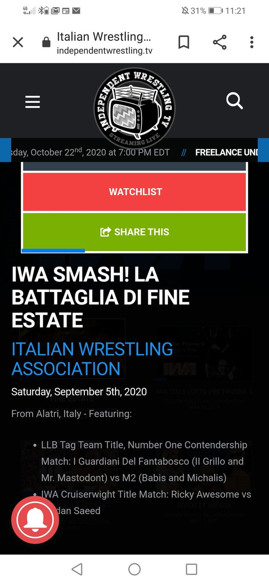 Officially back on <a href="/indiewrestling/">IWTV</a>!!!

Only Italian promotion on this global network with... 

ORIGINAL ITALIAN COMMENTARY by <a href="/McMarcoP/">Marco Piva</a> and <a href="/YM_Thearchitect/">Yuri</a>!!! 

iwtv.live/promotion/IWA-…

#wrestling #iwa #wrestlinginitalia #wrestlingisreal #iwtv