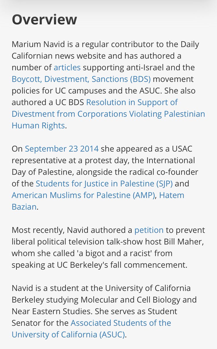 Author 1 of Hold The Line GuideMarium Navid Went to Berkeley Worked as a communications coordinator for CAIR-CAPress Intern for MoveOnCurrently works for M+RSupports anti-Israel and the Boycott Divestment Sanctions (BDS) movement
