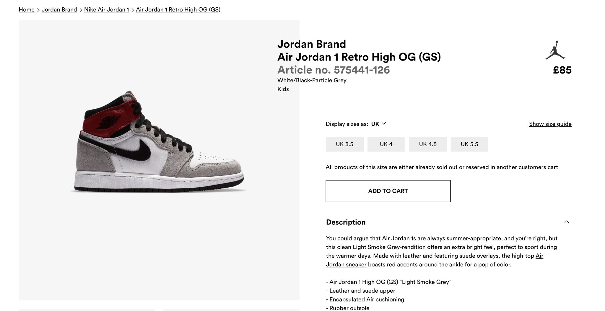 air jordan 1 retro high og particle grey