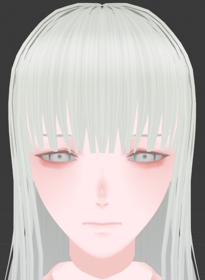 髪の毛できた 本当は一枚板アルファ抜きで作るつもりだったけど 髪の裏側を暗くして輪郭を出す為に厚み付けた 