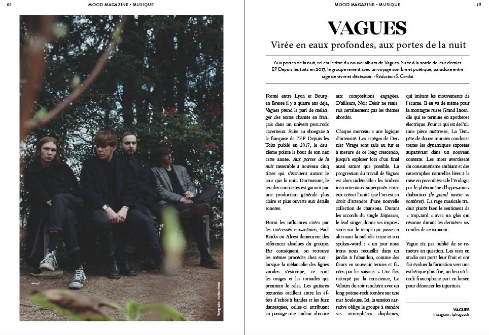 📰 CHRONIQUE 📰
Notre nouveau disque a été passé en revue par Mood Magazine ; merci à eux ! L’EP sortira demain sur toutes les plateformes de streaming : smarturl.it/Auxportesdelan…

📀 Commandes CD &amp; Vinyles : vaguesfr.bandcamp.com

Bonne lecture à vous, et bonne écoute ✨