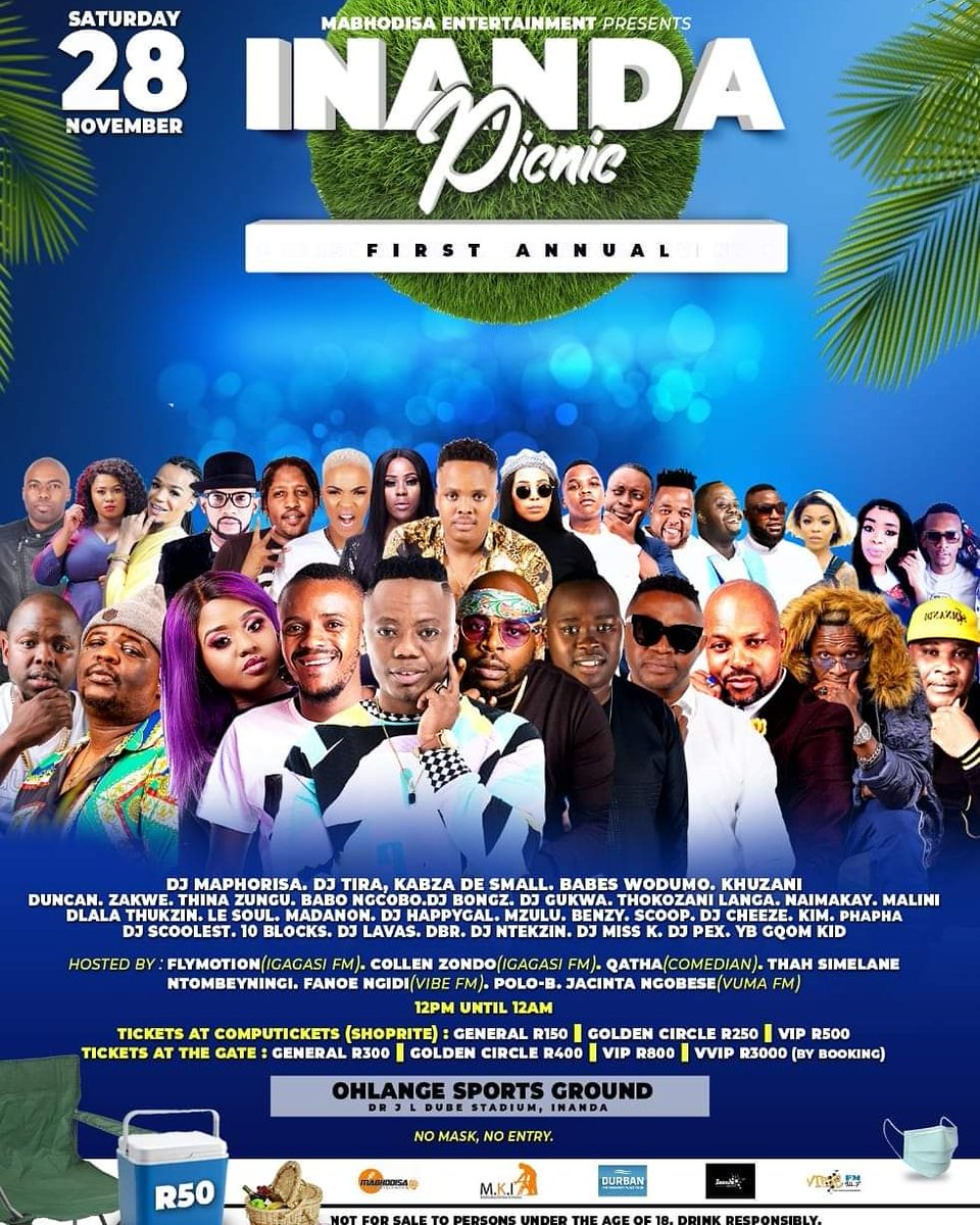 Join me at Inanda Picnic alongside DJ Maphorisa, DJ Tira, Kabza the Small, Babes wodumo and many others! 
Kuzoba mnandi botakwethu. Get your ticket. See you there! 
#inandapicnic #MoTVSAbrands #NatashaThahane #idolssa2020  #MoTVSA #JohnVuliGate #makhadzi #johnvuligatechallenge