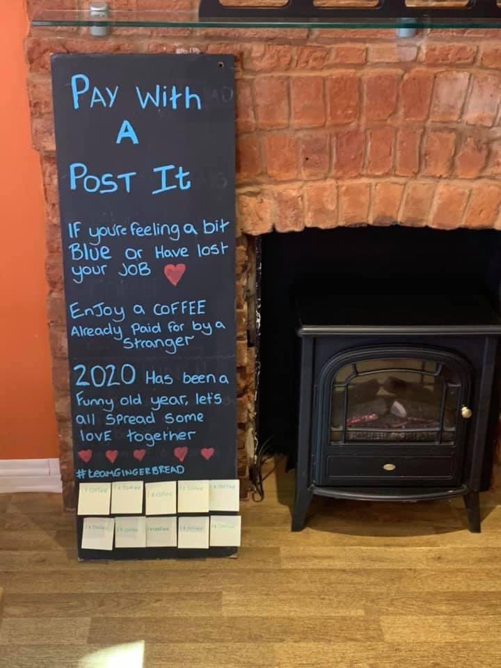 GingerbreadBud1's tweet photo. As 2020 has been a difficult year for many of us, we’re delighted to take part in the ‘Pay With A Post-It’ scheme.

Let’s all pull together to put a smile on someone’s face and show how amazing the community spirit is here in Devon 🧡 https://t.co/pjaNSh2JyZ