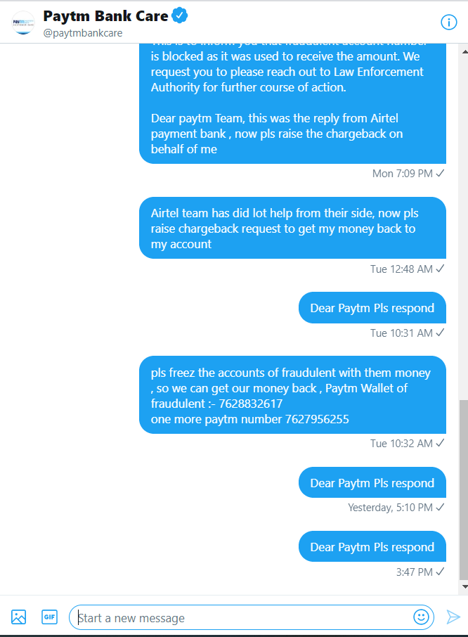 AlpLko's tweet photo. Dear @Paytmcare @paytmbankcare @PaytmCybercell  Please reply in DM , you are not responding from while https://t.co/ZLLsCeegRX