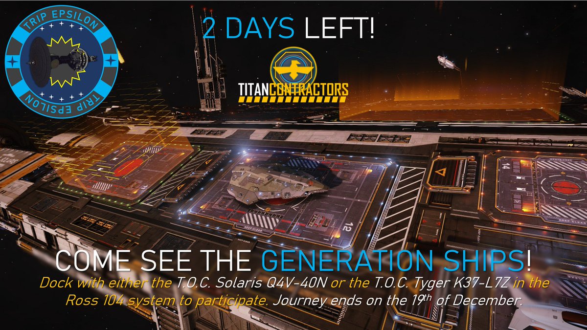 TCON_Feed's tweet photo. Wow, we've seen a huge increase in numbers after we announced #TRIPEpsilon! If you want to get involved and explore the Generation Ships, you have two more days to dock with the T.O.C. Solaris or T.O.C. Tyger in Ross 104!
@CaptnBeard @TheBenedetti @BruceGambit https://t.co/RFvyfPqTLO