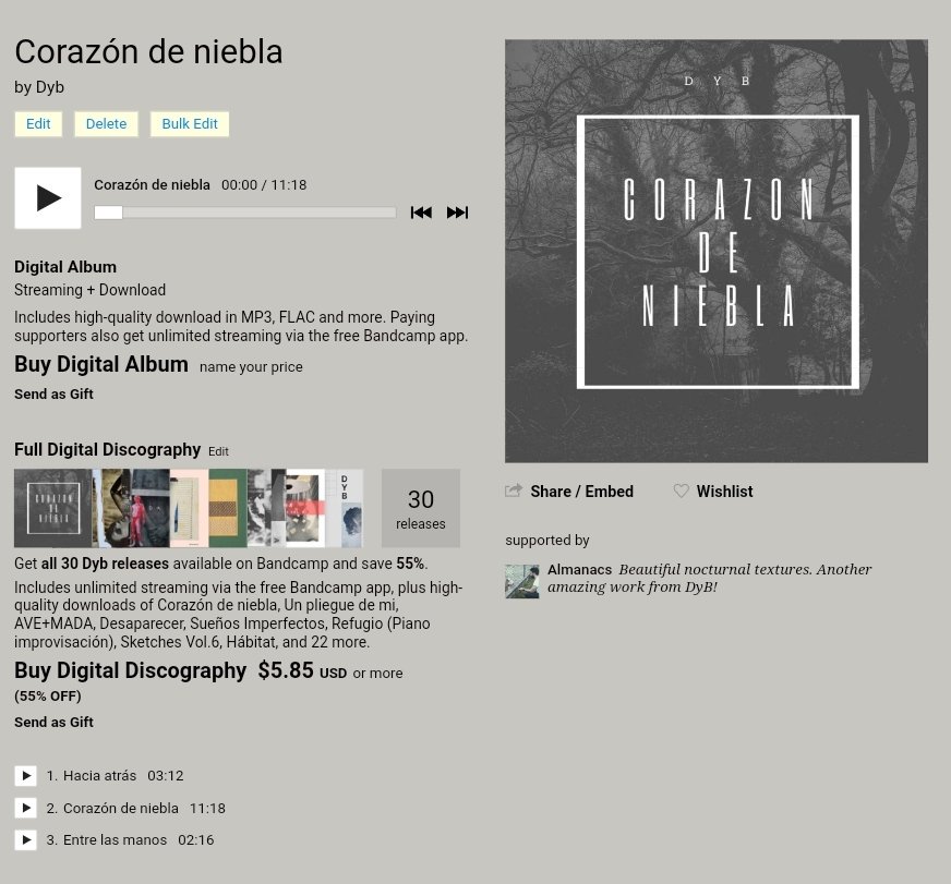 Hey, everybody, how are you? I'll leave you my last release!!
dybmusic.bandcamp.com/album/coraz-n-…