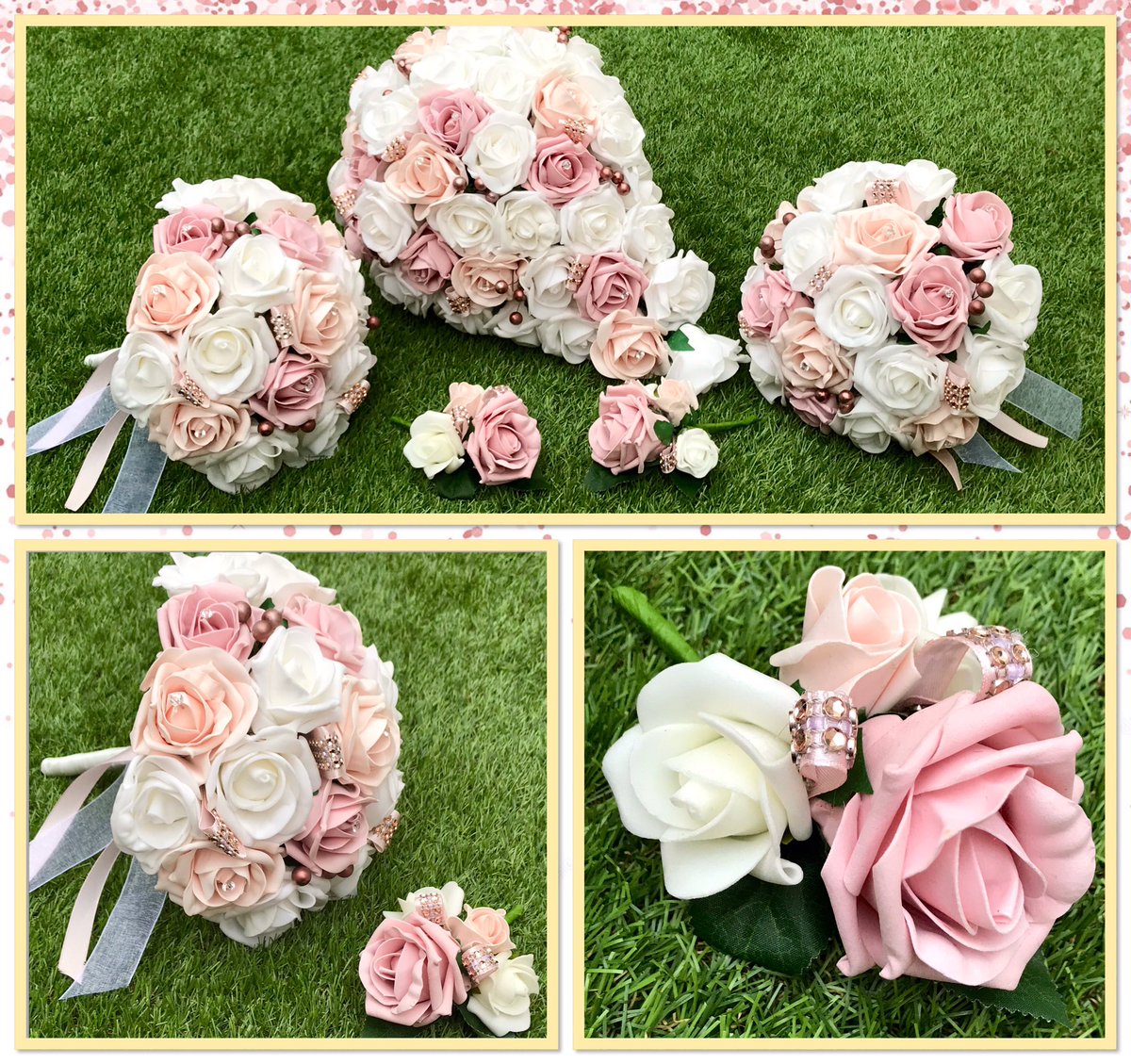 @KnitClaire One wedding for next Summer ready already, in Rose Gold, Ivory and baby pink #wedding #flowers #bridalbouquets #elevenseshour