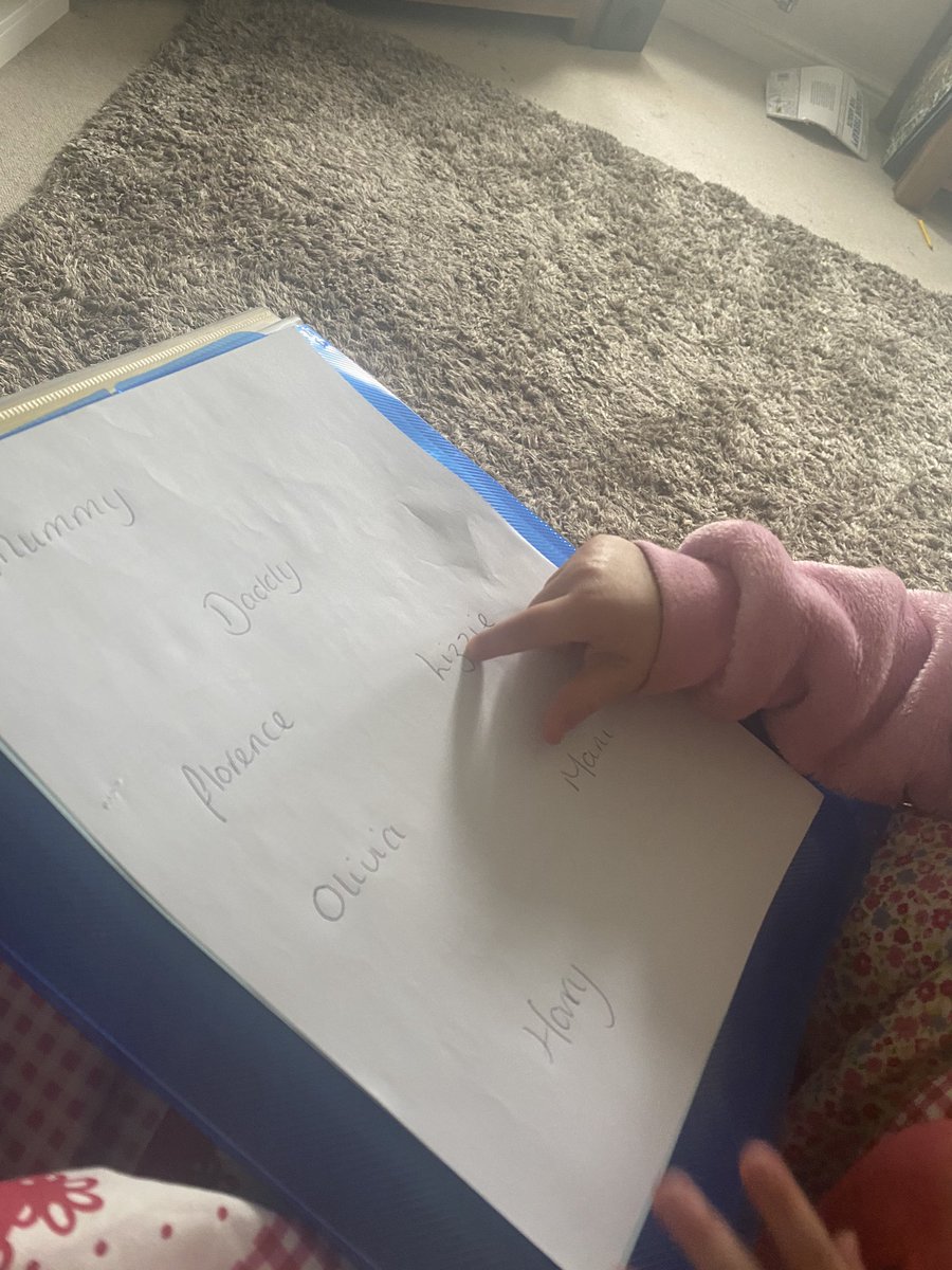 chazyb8's tweet photo. @NStHerberts Lizzie found her name :) she’s very happy to be doing school work 😀 https://t.co/miYU9nYqaN