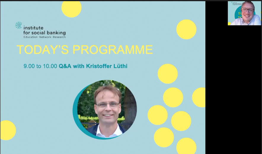 Social_Banking's tweet photo. Extra session OSS 2020 with @KrLuthi from @_Ekobanken: great engagement and the numerous questions from our participants.
Plus, our second virtual lunch took place. Looking forward to the next one! #SocialBanking #SustainableFinance #SustainableBanking #SocialFinance #ISB #OSS20 https://t.co/x555EGYGY9