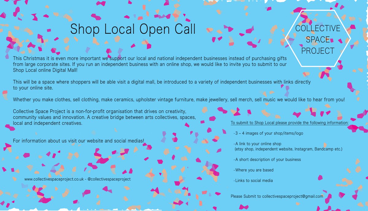 CollectiveSP's tweet image. See our Shop Local Open Call! Deadline 1st November! 👜curatorspace.com/opportunities/… 👜