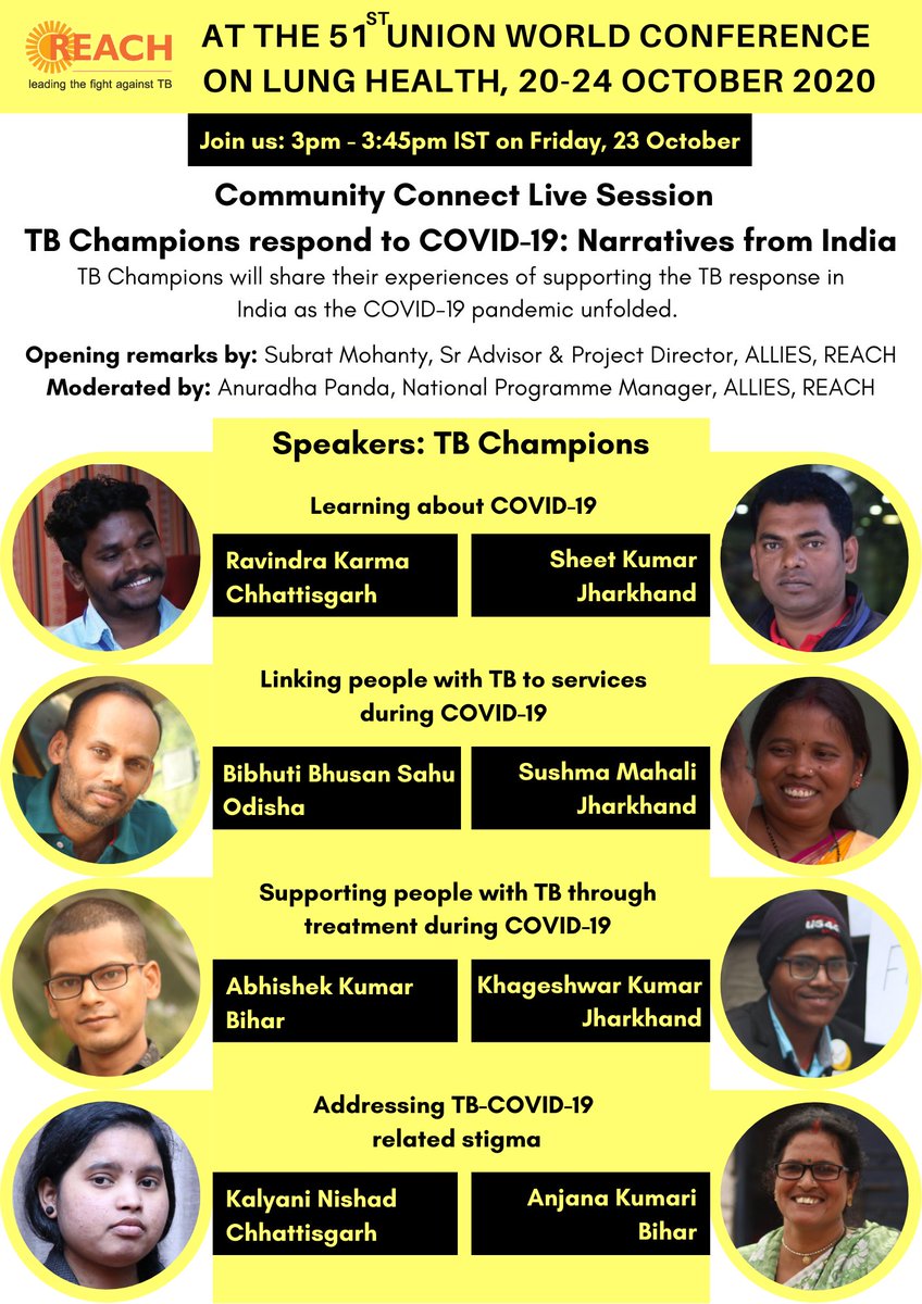 #TBChampions from India will talk about the various ways they responded to #COVID19 by reaching out into their communities. Join us for this live #CommunityConnect session at the @UnionConference tomorrow at 2pm
@SubratAxshya @AnuradhaPanda1