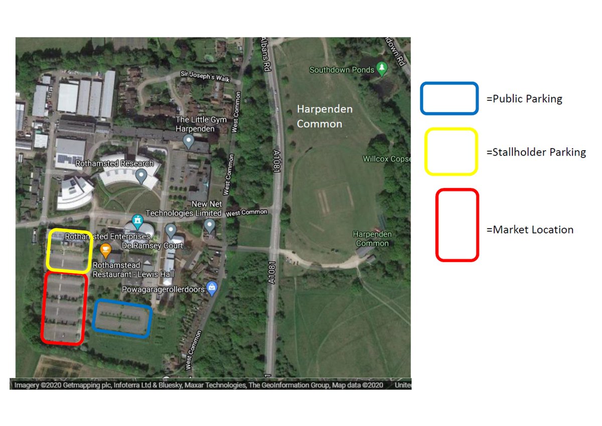 HarpendenTown's tweet photo. The October Harpenden Farmers' Market is taking place this Sunday 25 October but at a NEW temporary location: the Rothamsted Research Car Park. 

The market location and public parking area are highlighted on the map below. 

We'll see you this Sunday from 10am-2pm! 🍎🥕🥬 https://t.co/hh3wnpyJR6