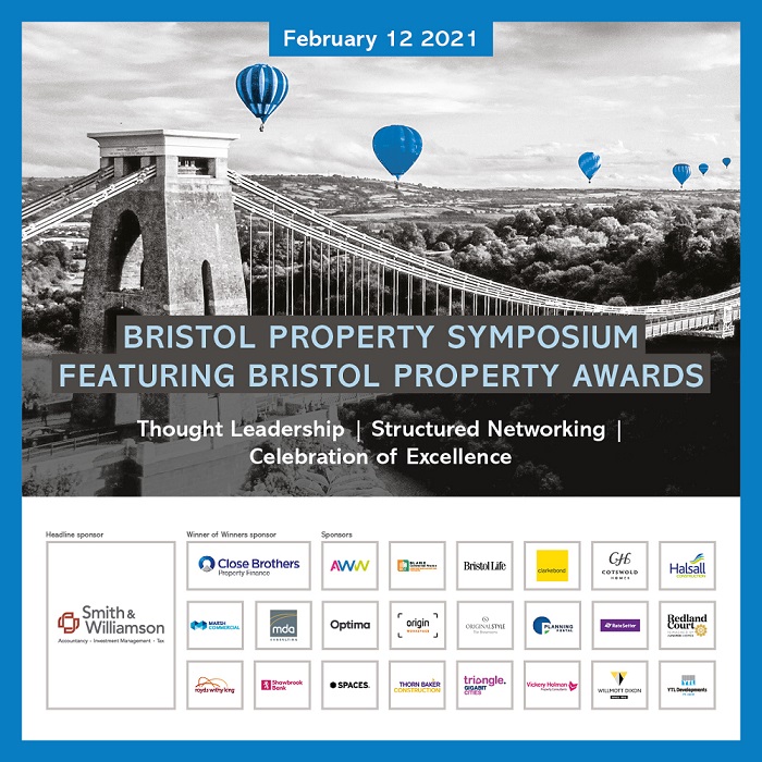 We are proud to launch the Bristol Property Symposium featuring the #BristolPropertyAwards – a unique extension of our prestigious celebration of the local property sector.

Three-stage innovative linked event: Thought Leadership; Unique Networking; and Celebration of Excellence.