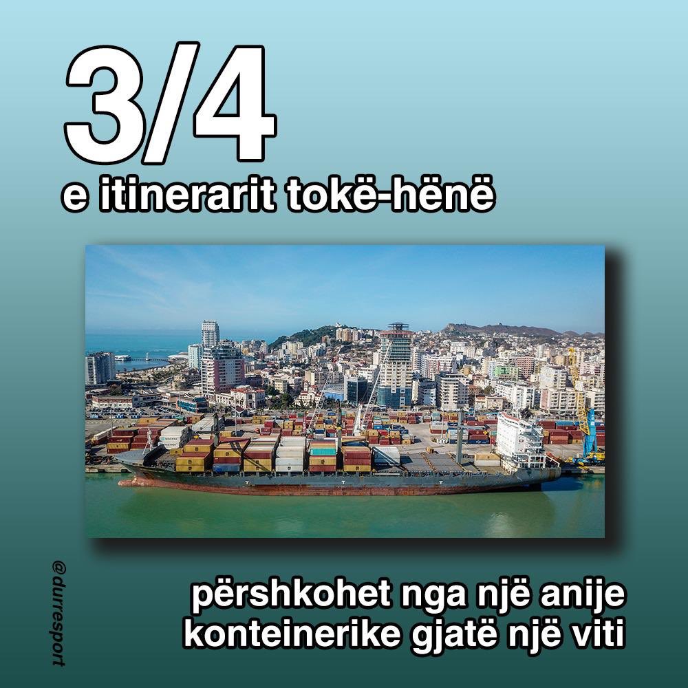 DurresPort's tweet photo. In 1 year a container ship ⛴ travels 3/4 of the distance to the moon #funfact3 #maritimealbania⚓️🇦🇱 #shipping #containers https://t.co/BjSRfG04LX