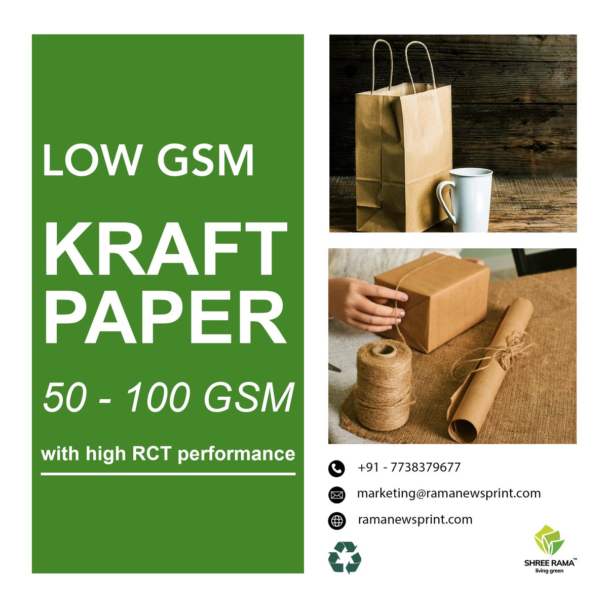 SRNLIndia's tweet photo. Our kraft paper meets the growing requirement for high quality kraft paper for packaging in India and internationally.   

RCT Range:
4 to 7

Applications:
· Paper Bags
· Gift Wrappers
· Stationery

Call at +91 77383 79677 or write to marketing@ramanewsprint.com https://t.co/WSPVGyqqMT