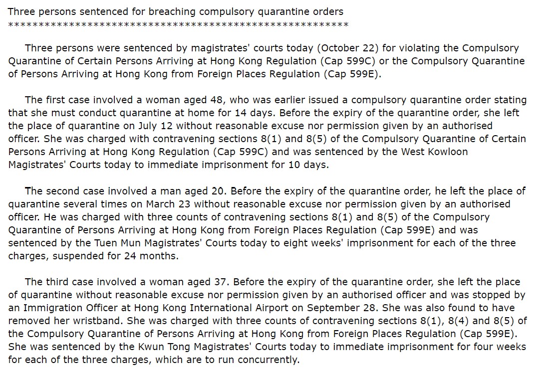 3 cases, again wildly different outcomes, and again, if you're a woman you're probably going to jail, and if you're a man, you might get off.48yo woman, 1 breach - 10 days jail.20yo man, 3 breaches - 8 weeks jail, suspended for 2 years37yo woman, 3 breaches, four weeks jail.