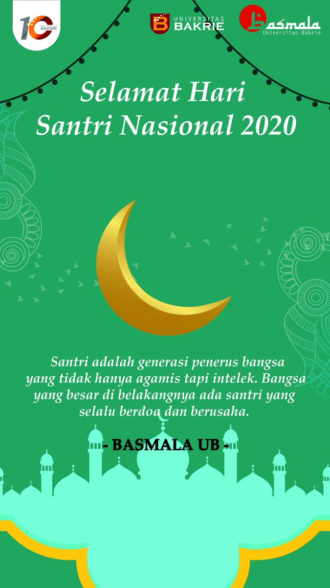 Assalamualaikum semua, disini kami selaku Basmala ingin mengucapkan Selamat Hari Santri Nasional 2020 semoga tahun ini kita semua dilindungi Allah dan menjadi manusia yang bertakwa aamiin allahuma aamiin 🙏🏻