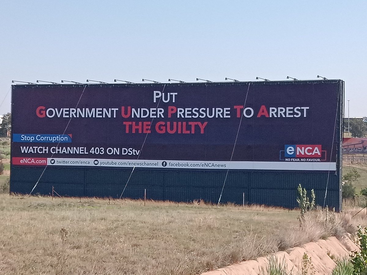 Extrapol8_'s tweet photo. This billboard is intriguing. Are the GUPTAs The Guilty already 🤔 #guptas https://t.co/RRGlkuIUrw