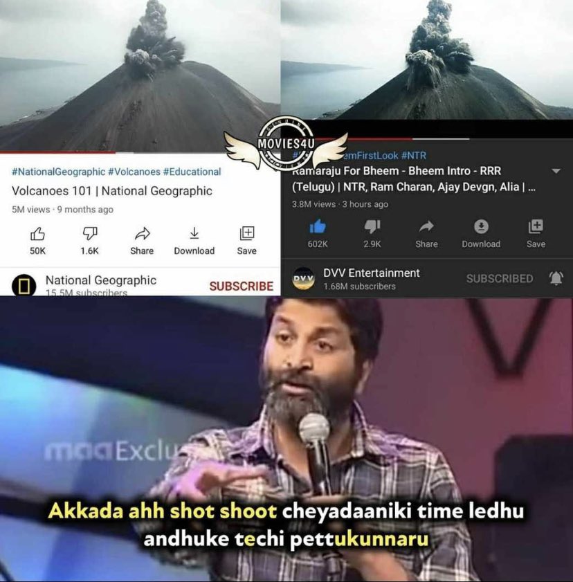 itsharshavoleti's tweet photo. Teledanukunnara... telusukolemanukunnara??.... endi sir idi... lol... #RRR #RRRTeaser #ammaannampettadu @ssrajamouli #sameshot https://t.co/HVJaiVtB2c