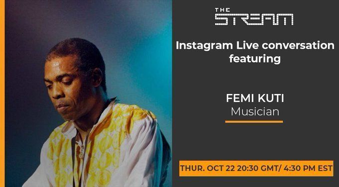 FemiOke's tweet photo. If you don't have an Instagram account yet, today is the day to get one. This is an #EndSARS #EndPoliceBrutality conversation with @Femiakuti you don't want to miss. Today at 9:30p Abuja Time/20:30 GMT.

Watch LIVE via https://t.co/9tHqfK8a2J https://t.co/hcZQFnaLkh