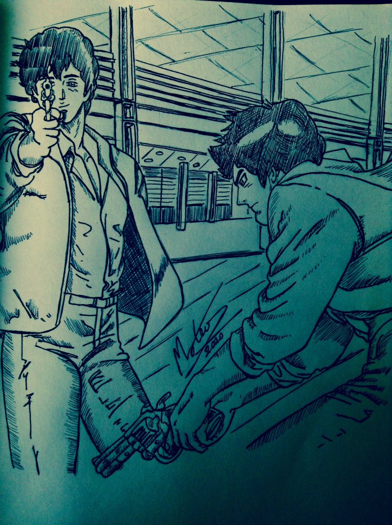 "City Hunter 10oct 2020". #Dibujo dedicado a #CityHunter concretamente a Ryo Saeba, en un lugar de Tokyo. #draw #mangablock #ink #ballpen #Bic #handdrawing #manga #mangaart #RyoSaeba #inktober #tokyo https://t.co/7w8NJ9aU09