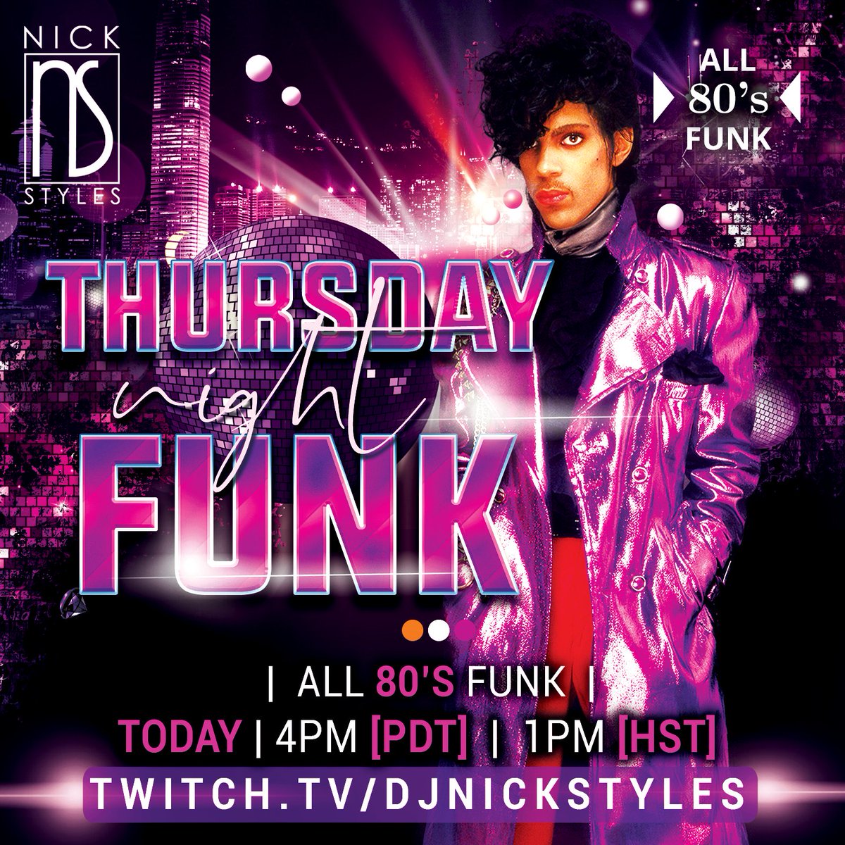 djnickstyles's tweet photo. MORE ALL 80's FUNK! If you like Zapp, Starpoint, The Time, Rick James, New Edition, etc. "Thursday Night Funk Part 3" is for  you!!! TODAY @ 4PM [PDT] / 1PM [HST] https://t.co/ey9P44itHA
.

#mrturnup #kingbananas #funknight #80sfunk #stylesohana #wefunkinnow #80srnb #80sgroove https://t.co/DUnMJdvYrm