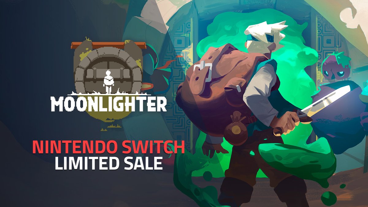 DigitalSunGames's tweet photo. Don't be a shy merchant and grab a copy of #Moonlighter during a special, limited sale on #NintendoSwitch: 
https://t.co/26MzXrzGiH

#Sale | #Discount | #Switch https://t.co/D8hDSoU5xj