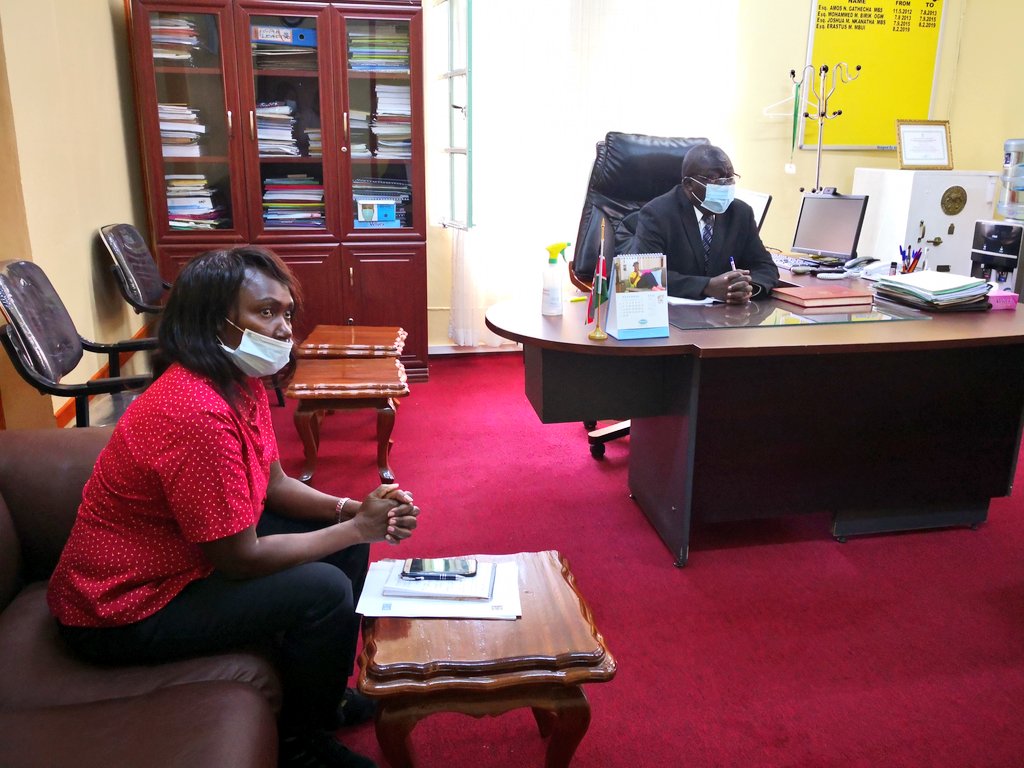 Environment_Ke's tweet photo. The rising water levels scoping mission team today paid courtesy call to the Nakuru County Commissioner who was represented by Nakuru East DCC Eric Wanyonyi. The team will establish why the water levels are rising and give a detailed recommendation #RisingWaterLevels @Kiptoock https://t.co/LrdhiQ438T