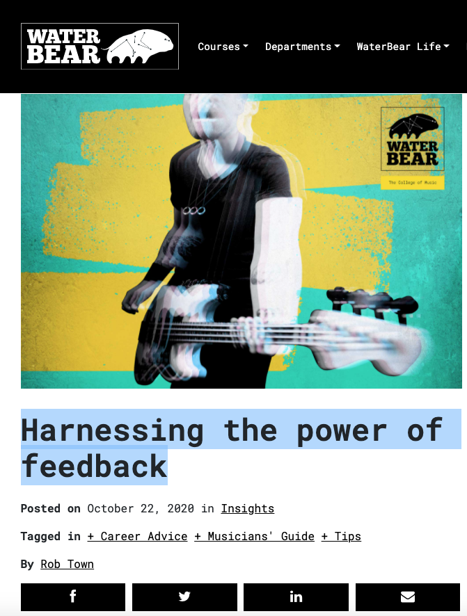 Harnessing the power of feedback #newblogpost

New blog post by <a href="/Rob_Stampede/">Rob Stampede</a> 
now published <a href="/wearewaterbear/">WaterBear</a> 

waterbear.org.uk/blog/harnessin…

#WaterBear #Brighton #TheCollegeOfMusic #MusicCollege #MusicEducation #LearningNeverStops #Positivity #Feedback
