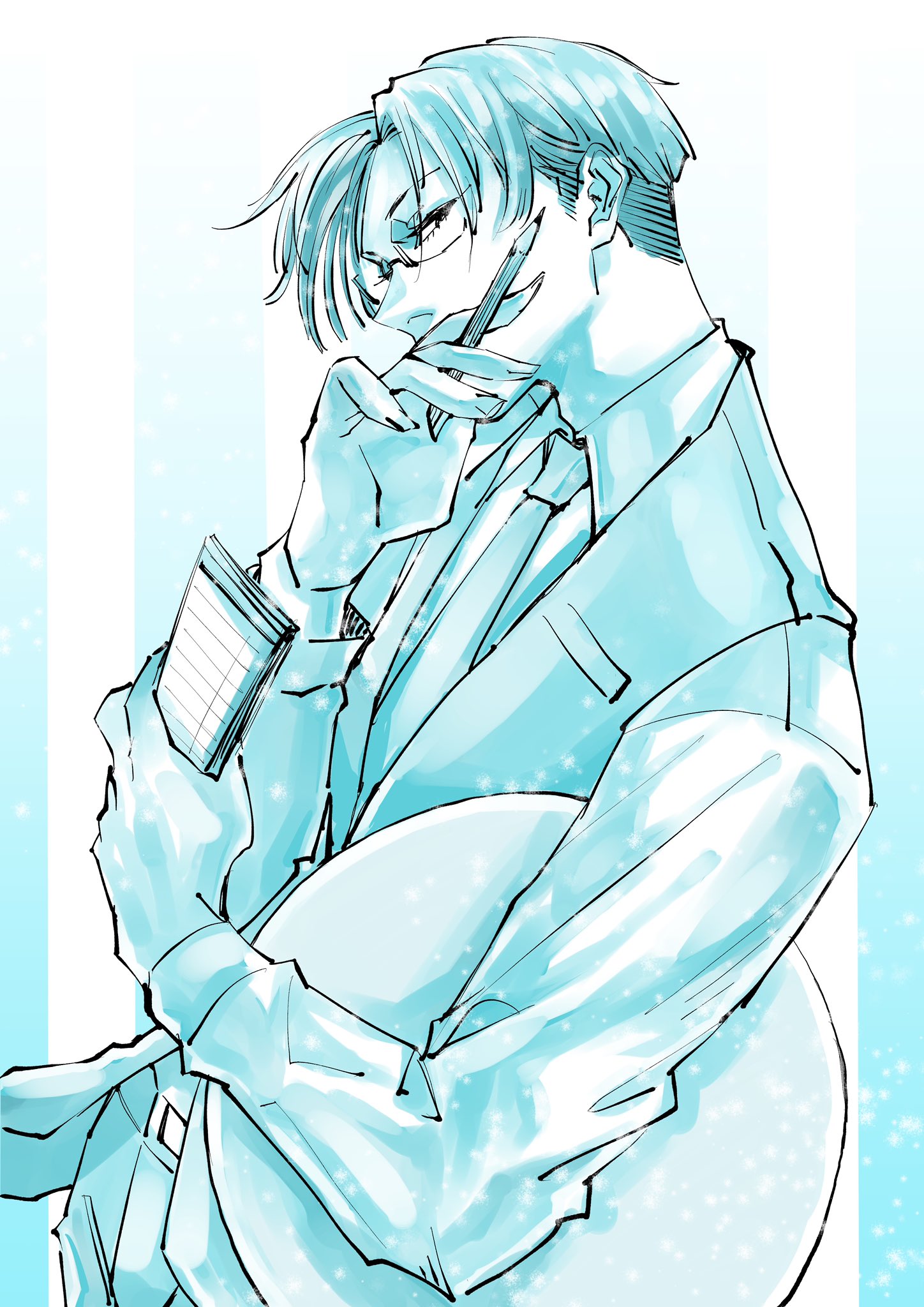 N松 スタイリッシュ喫茶店員 イラスト オリキャラ イケメン メガネ男子 創作