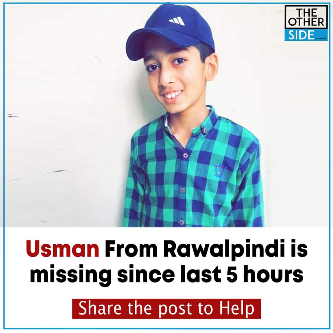 shoaib100mph's tweet photo. Usman from Rawalpindi is missing since today afternoon. He was missing while returning from school to home near Saddar Cantt area of Rawalpindi.

If anyone knows anything about him please call on this number 03215194935 https://t.co/YVFhBYVovE