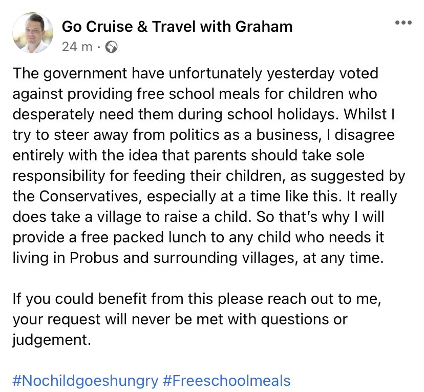 GRBISHOP's tweet photo. If you live in Probus or surrounding villages, And you could benefit from this please reach out to me, your request will never be met with questions or judgement. 

#Nochildgoeshungry #Freeschoolmeals https://t.co/U3zogQRPcP