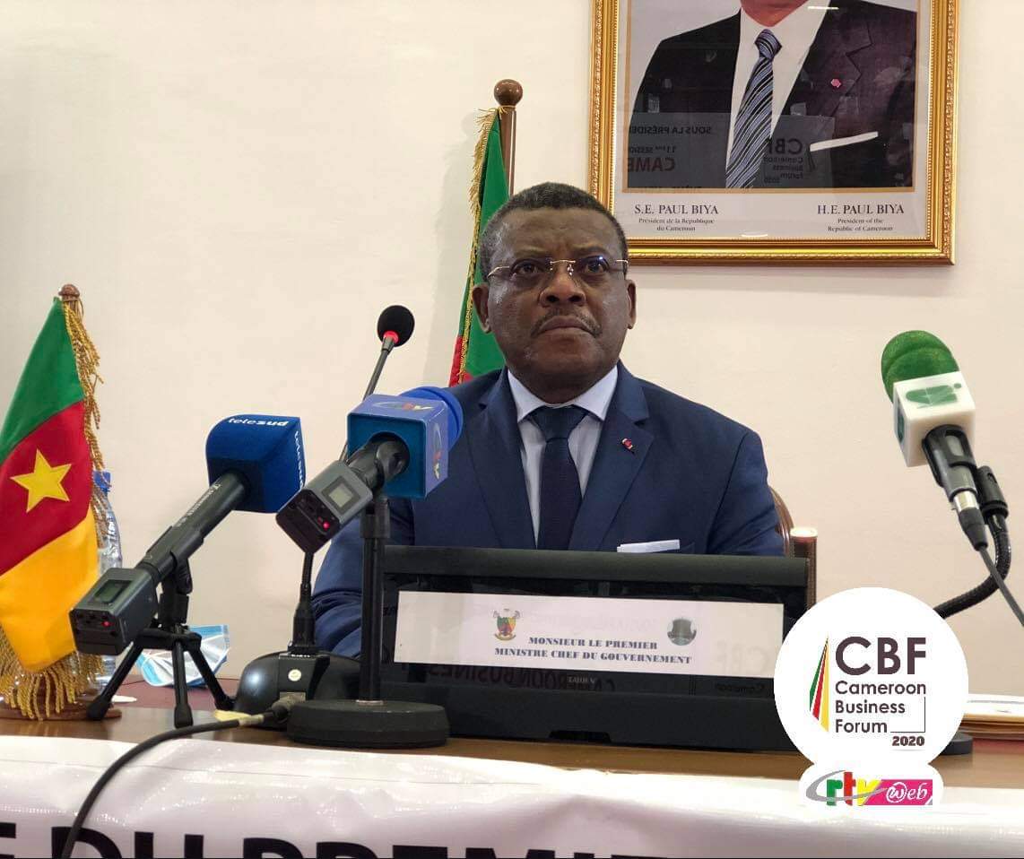 CRTV_web's tweet photo. Le Premier Ministre, Chef du gouvernement, Joseph Dion Ngute  conduit lui même les travaux de 11è édition du Cameroon Business Forum en ce moment à l'auditorium des Services du Premier Ministre. #CBF2020 https://t.co/BWsHgjPTFJ