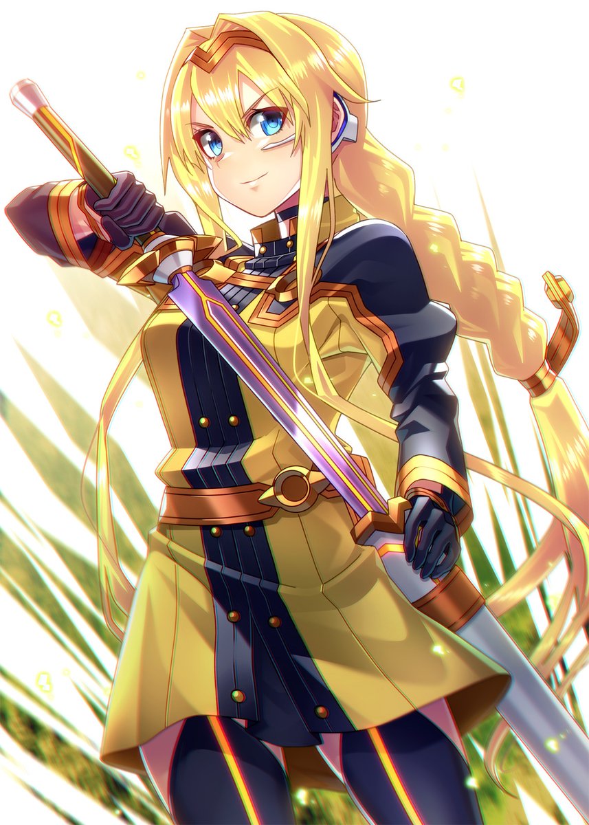 alice zuberg 1girl long hair weapon solo blonde hair sword holding  illustration images