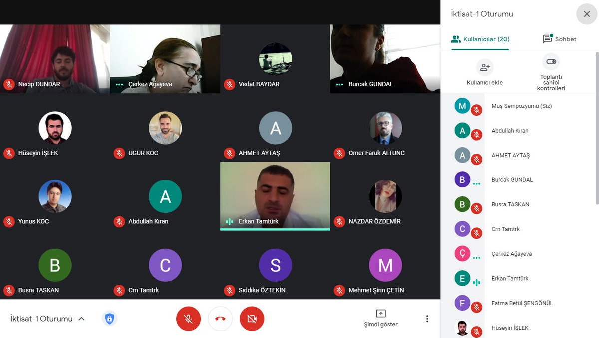 İktisat-1 Oturumumuz Online olarak devam ediyor. Çerkez AĞAYEVA, Burçak Gündal, Necip Dündar, Erkan Tamtürk.