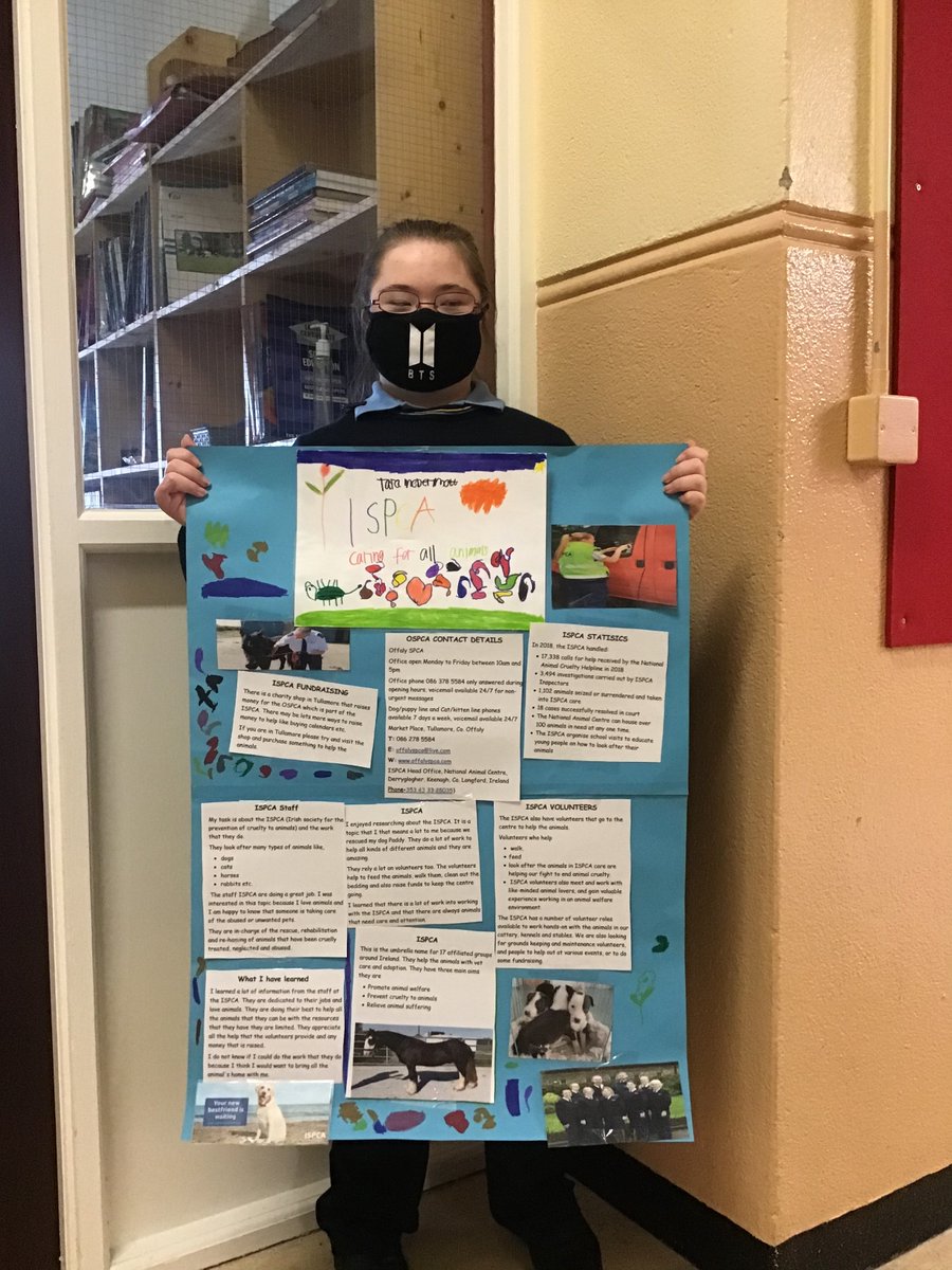 OaklandsCC's tweet photo. Can we have some likes and shares for our Tara who is trying to raise awareness of the ISPCA and their work as part of her LCA task. Well done Tara 👍 https://t.co/auNO4rsDNN
