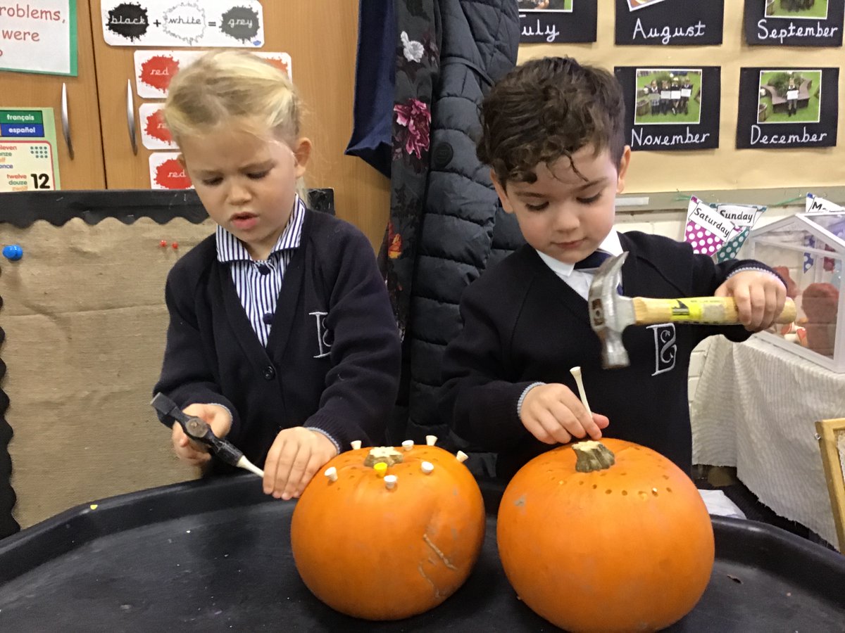 BCSPrep's tweet photo. Early Years enjoyed a week full of seasonal Halloween activities before half term ππ» They experimented with light, shapes and reflections, and even hammered their own designs into their classroom pumpkins! @BcsEyfs #bcscuriosity https://t.co/8EYCcLTR2T