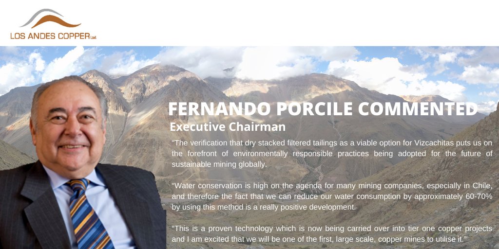 LosAndesCopper's tweet image. During 2020 we have continued to carry out metallurgical testing and the results received are consistent with prior test work which confirms that the adoption of dry stacked tailings at Vizcachitas is viable ow.ly/c9wU50BZBCv #copper #testwork $LA.CA