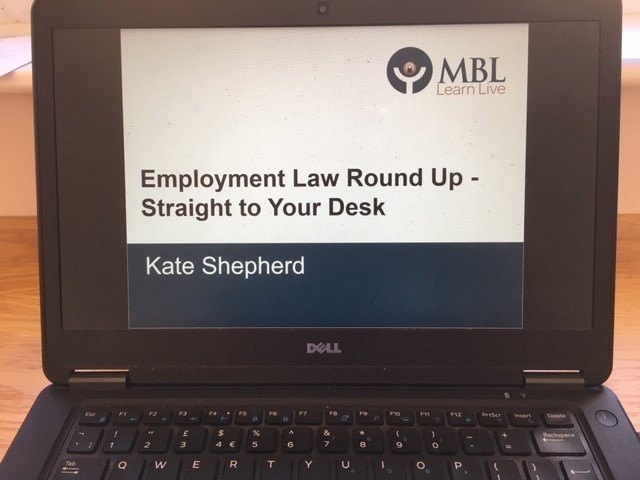 katelshepherd's tweet photo. Great online Employment Law Update delivered with @mbl_seminars yesterday. Update courses are invaluable for the busy practitioner, as it's so easy to miss key changes and cases.  #ukemplaw #hr #mbl https://t.co/hSMd1I40Sq