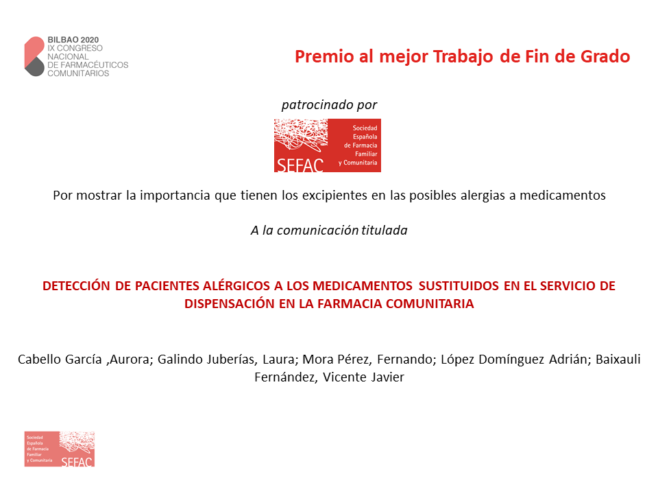 SEFAC_aldia's tweet photo. Premio al mejor Trabajo de fin de grado #SEFACvirtual2020 https://t.co/l9fpWY4A6p