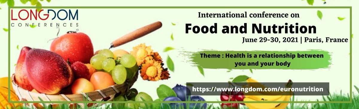 Upgrade your skills at International Conference on Food and Nutrition on June 29-30, 2021 in Paris, France.
Meet our Experts and share your knowledge
Visit for more details: longdom.com/euronutrition
We are open for abstracts and registrations.
Email: nutrition@longdomglobal.com