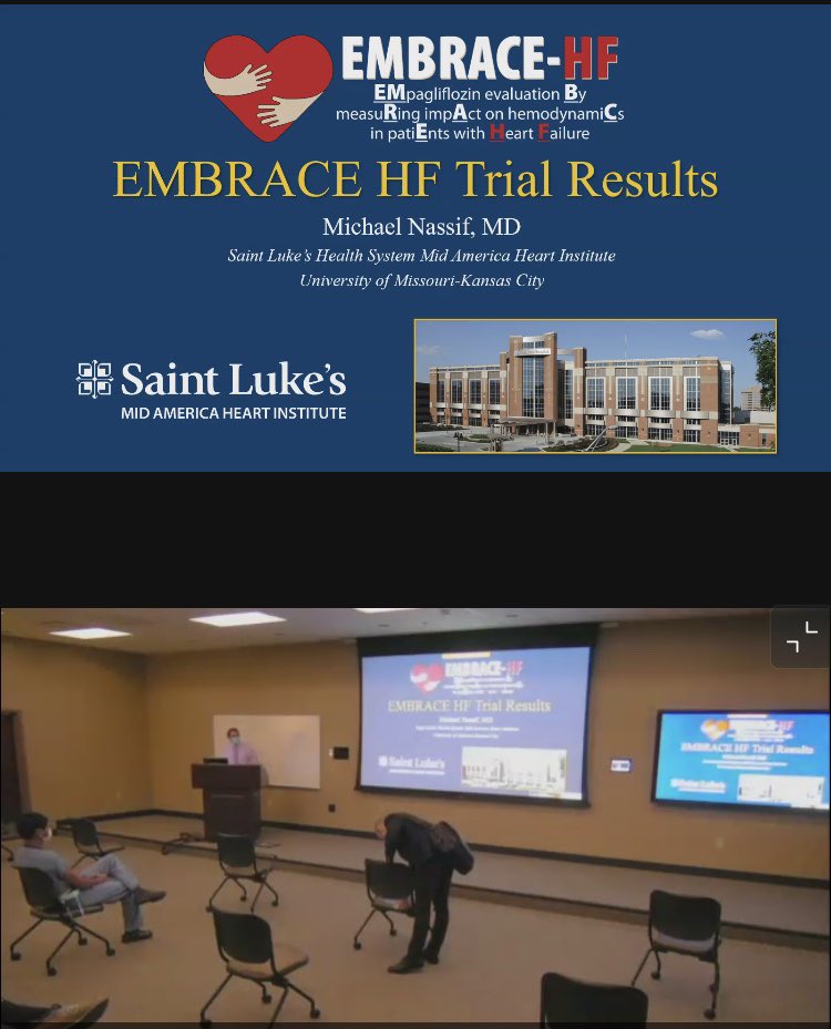 MidAmericaHeart's tweet photo. #GrandRounds from @MichaelNassifMD about the SGLT2i journey, including EMBRACE HF testing empagliflozin in patients with #CardioMEMS which was conceived and operated through @MidAmericaHeart 

@MkosiborodMD @saintlukeskc @AbbottCardio @Boehringer @LillyMedical https://t.co/JpWJoOJm6q